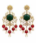 Premium Quality | Monalisa Stone | Dangler Earrings| Green Color |