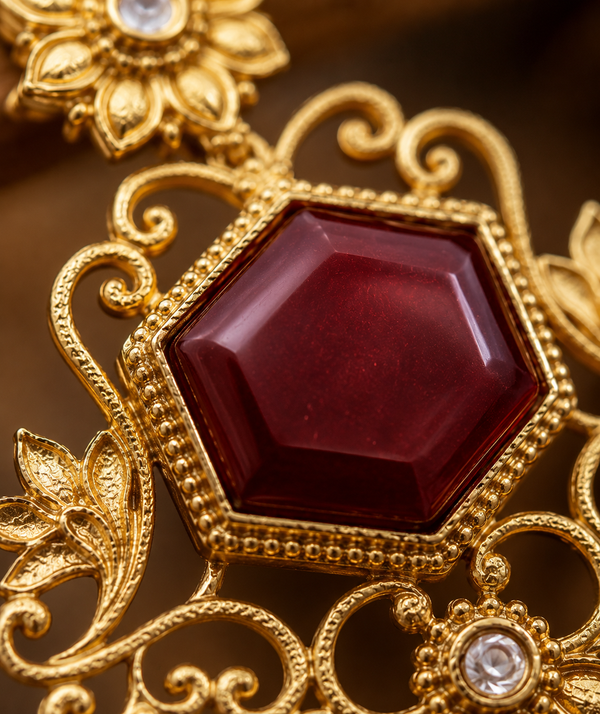 Premium Quality | Monalisa Stone | Dangler Earrings| Red Color |