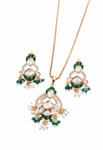 Premium Quality |Italian Meenakari | Moissanite Pendant Set | Green Color |