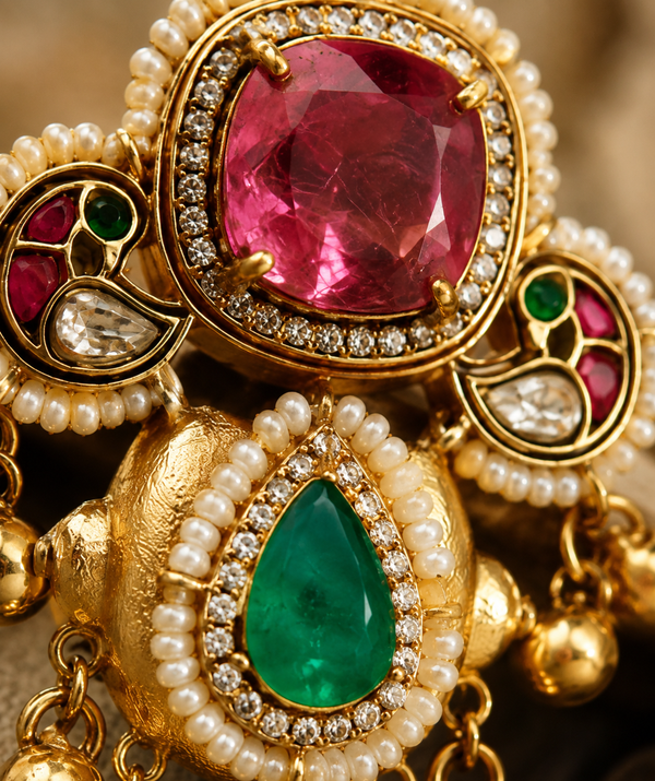 Premium Quality | Jhumki Earrings | Brass | Artificial Stone |