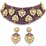 Premium Quality | Moissanite Detailing | Choker Set | Amethyst Color |