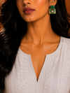 Premium Quality | Studs Earrings | Monalisa Stone | Green Color |