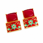 Premium Quality | Studs Earrings | Monalisa Stone | Red Color |