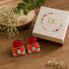 Premium Quality | Studs Earrings | Monalisa Stone | Red Color |