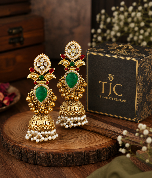 Premium Quality | Brass | Jhumki Earrings | Gold Plated |