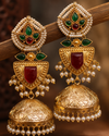Premium Quality | Jhumki Earrings | White Pearls | Red Color |