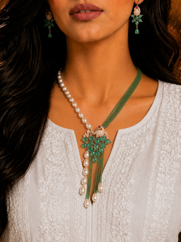 Premium Quality I American Diamond I Necklace Set With Earrings I