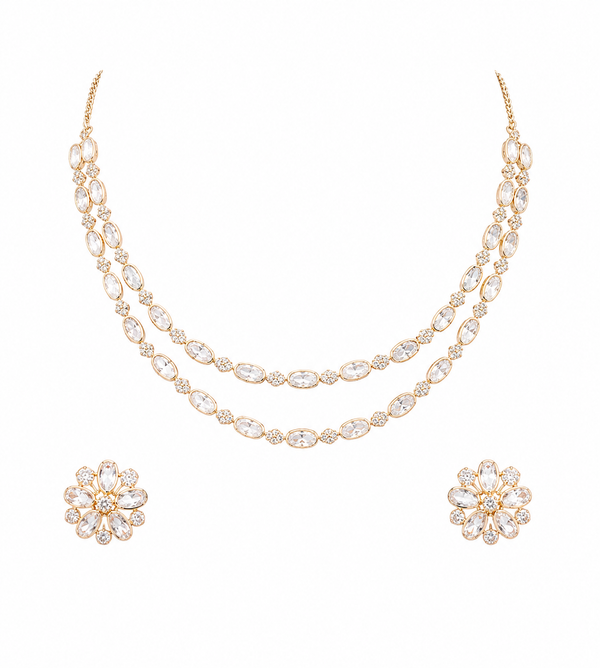Premium Quality | Minimal Style | 2 Layer | Moissanite Set with Studs Earrings |