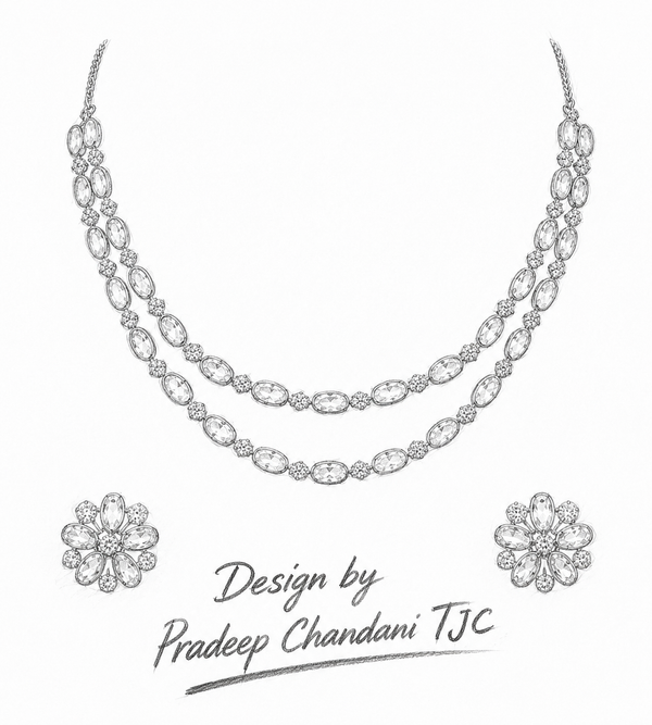 Premium Quality | Minimal Style | 2 Layer | Moissanite Set with Studs Earrings |