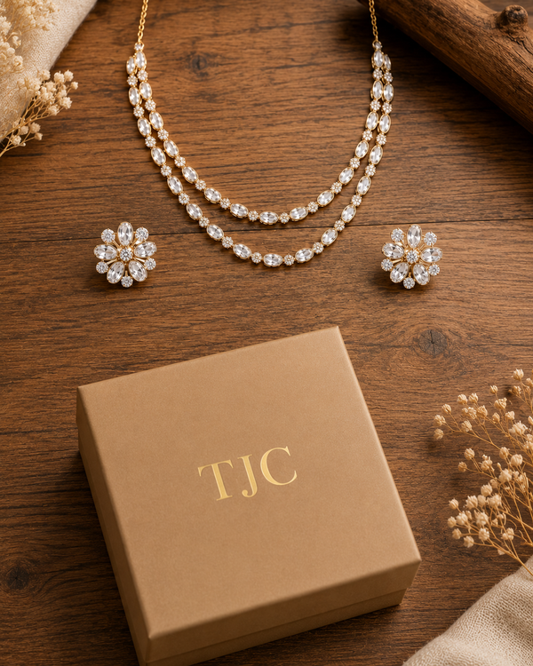 Premium Quality | Minimal Style | 2 Layer | Moissanite Set with Studs Earrings |