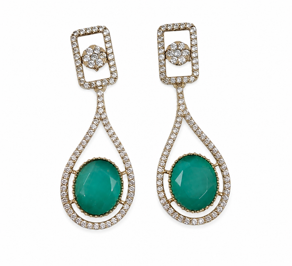 Premium Quality | Monalisa Stone | Earrings | Mint Color |