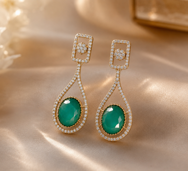 Premium Quality | Monalisa Stone | Earrings | Mint Color |