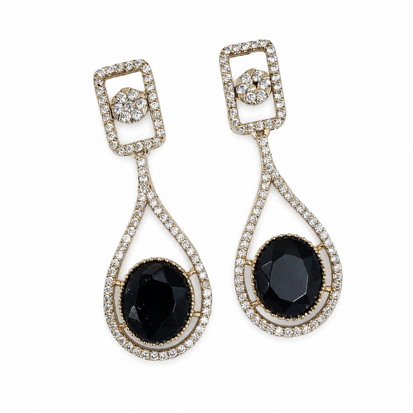 Premium Quality | Monalisa Stone | Earrings | Black Color |