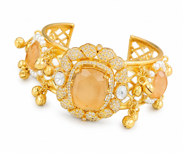 Premium Quality | Doublet Stone | Bangles| Peach Color |