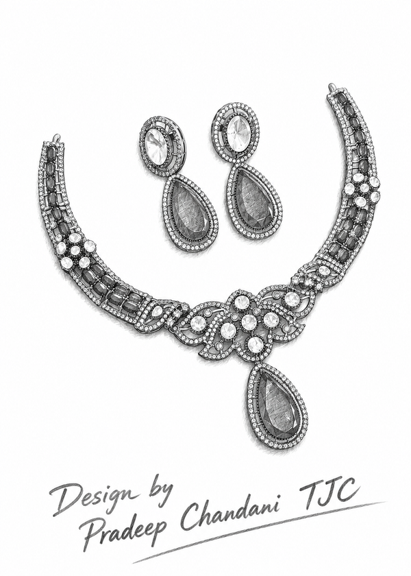 Premium Quality | Doublet Stone | Moissanite Detailing | Choker Sets | Red Color |