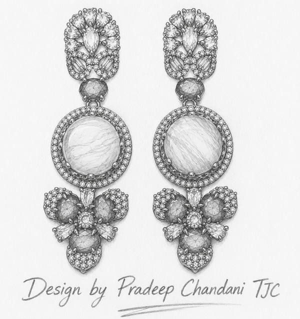 Premium Quality | Monalisa Stone | Earrings| Peach Color |