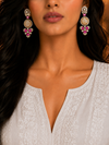 Premium Quality | Monalisa Stone | Earrings| Peach Color |