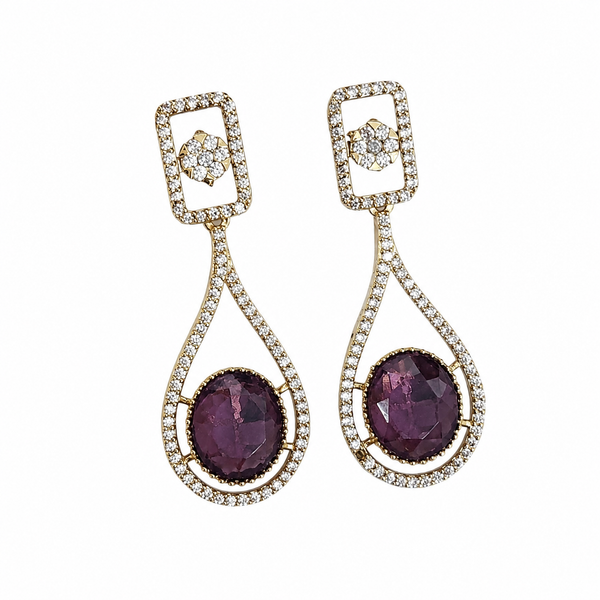 Premium Quality | Monalisa Stone | Earrings | Amethyst Color |