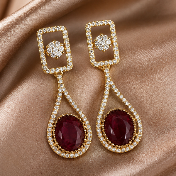 Premium Quality | Monalisa Stone | Earrings | Red Color |