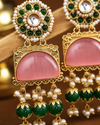 Premium Quality | Dangler Earrings | Artificial Stone with Pearl | Pink Color |