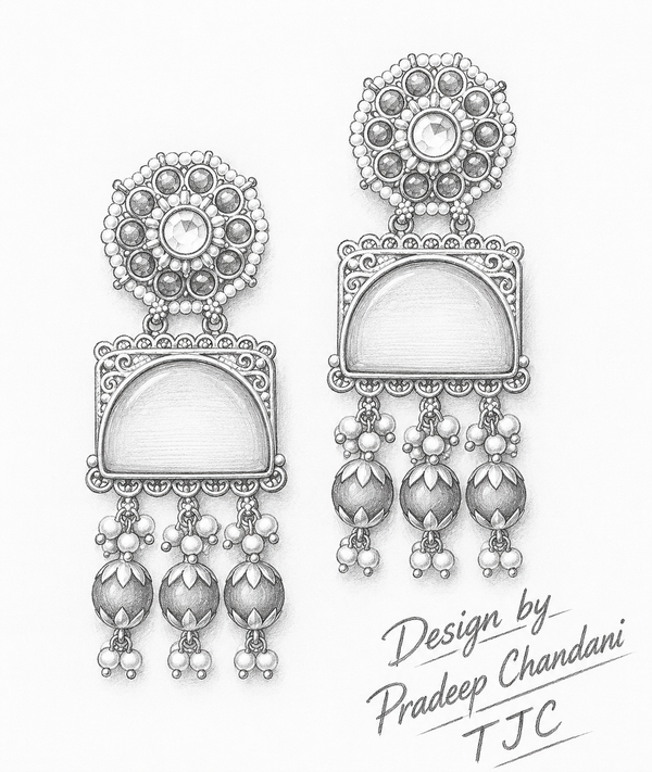 Premium Quality | Dangler Earrings | Artificial Stone with Pearl | Mint Color |