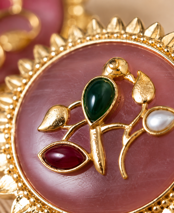 Premium Quality | Studs Earrings | Artificial Stone | Pink Color |