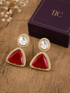 Premium Quality | American Diamond Earrings | Red Color |