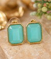 Premium Quality | Monalisa Stone | Studs Earrings | Mint Color |