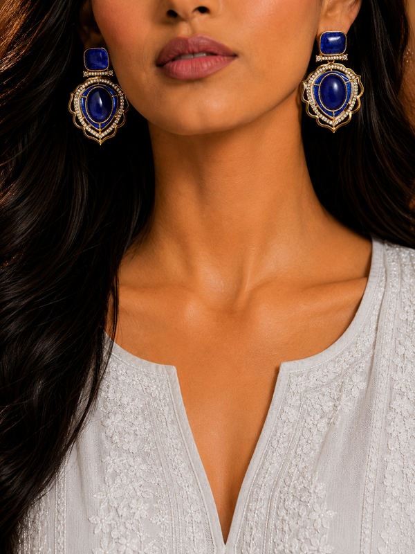 Premium Quality | Sabyasachi Inspired Earrings | Blue Color |