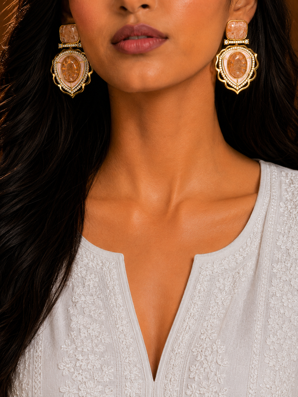 Premium Quality | Sabyasachi Inspired Earrings | Peach Color |