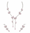 Pink Sapphire Inspired | American Diamond Accents | Chain Pendant Set With Earrings |