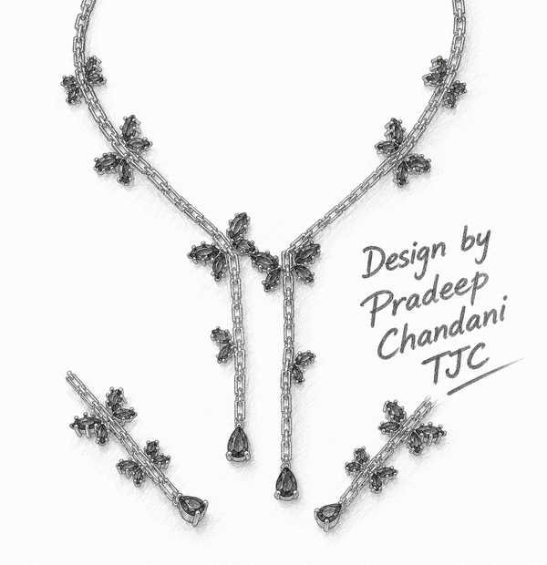 Green EmeraldInspired | American Diamond Accents | Chain Pendant Set With Earrings |