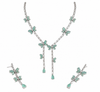 Mint Sapphire Inspired | American Diamond Accents | Chain Pendant Set With Earrings |