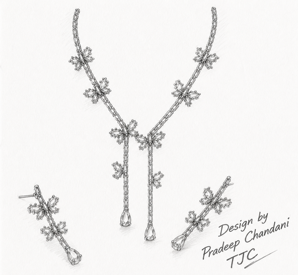 Mint Sapphire Inspired | American Diamond Accents | Chain Pendant Set With Earrings |