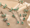 Mint Sapphire Inspired | American Diamond Accents | Chain Pendant Set With Earrings |