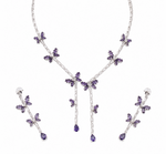 Amethyst Sapphire Inspired | American Diamond Accents | Chain Pendant Set With Earrings |
