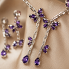 Amethyst Sapphire Inspired | American Diamond Accents | Chain Pendant Set With Earrings |