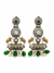 Premium Quality I Silver Plated I Oxidised Earrings IGreen beads I