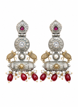 Premium Quality I Silver Plated I Oxidised Earrings IRed beads I