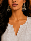 Premium Quality I Silver Plated I Oxidised Earrings IBlue beads I