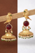 Peacock Jhumki Earrings | Monalisa Glass Stone | Gold Plated | Pushback