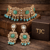 Monalisa Mint Green | American Diamond Choker Necklace Set with Earrings | Elegant Jewelry |