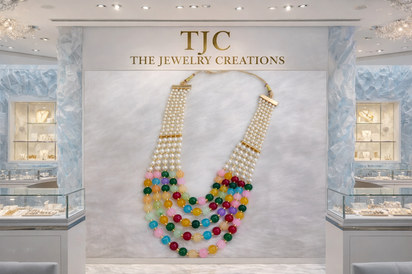 Gold Plated | Brass | Multi - Color 5 Layer Beaded Mala Necklace |