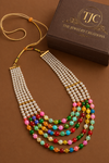 Gold Plated | Brass | Multi - Color 5 Layer Beaded Mala Necklace |