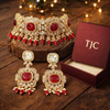 Monalisa Ruby Red | American Diamond Choker Necklace Set with Earrings | Elegant Jewelry |
