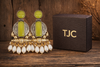 Lemon Quartz Glass | Silver & Gold (Dual) Plated | Silver Replica Oxisidised Earrings |