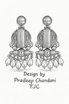 Lemon Quartz Glass | Silver & Gold (Dual) Plated | Silver Replica Oxisidised Earrings |