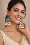 Turquoise Glass | Silver & Gold (Dual) Plated | Silver Replica Oxisidised Earrings |