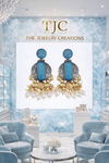Turquoise Glass | Silver & Gold (Dual) Plated | Silver Replica Oxisidised Earrings |
