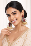 Ruby Red Glass | Silver & Gold (Dual) Plated | Silver Replica Oxisidised Earrings |
